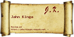 Jahn Kinga névjegykártya